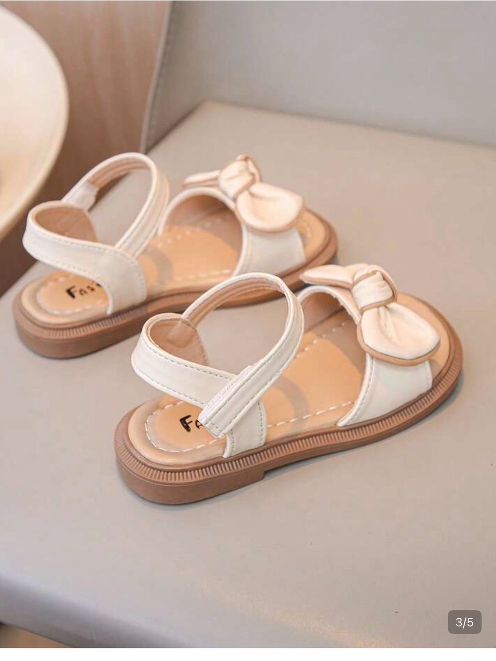 Girls' Cream Bow Strap Sandals - Soft Everyday Comfort